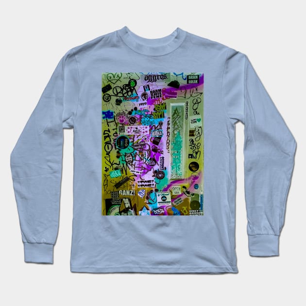 Tags Graffitis NYC Street Art Stickers Long Sleeve T-Shirt by eleonoraingrid